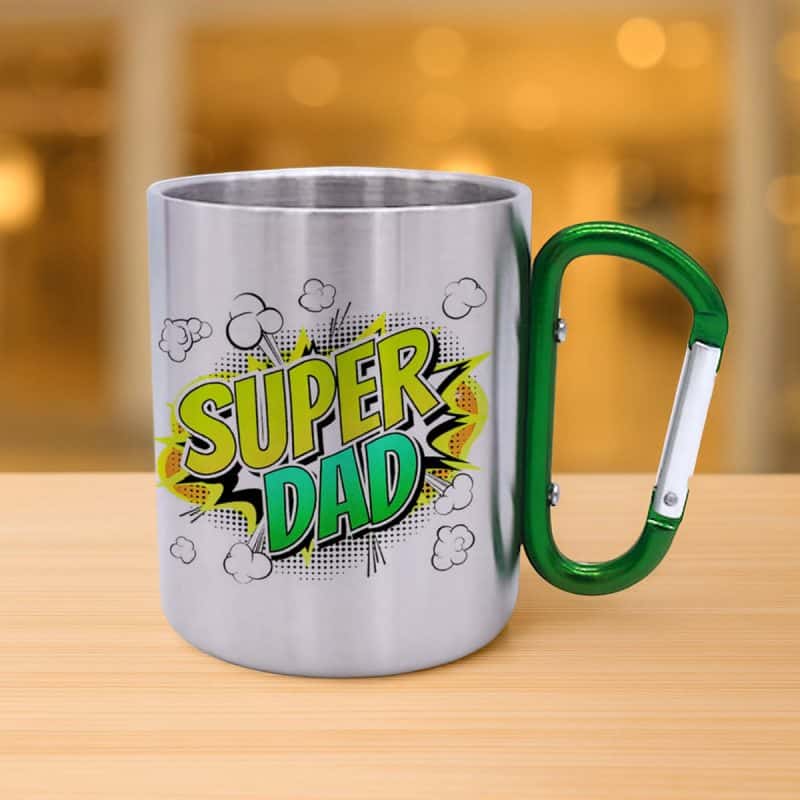 Fém bögre zöld karabineres füllel