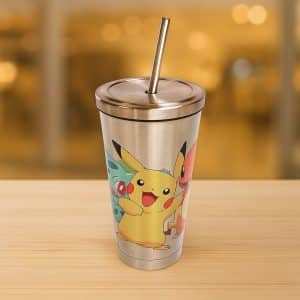 Fém latte pohár szívószállal ezüst