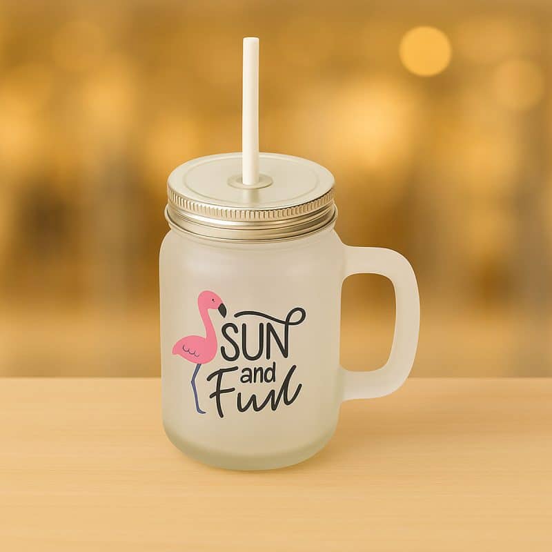 befőttes üveg opál bögre szívószállal