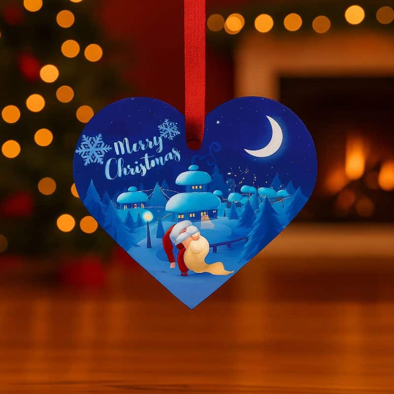 karácsonyfadísz akril szív