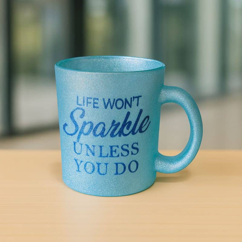 Üveg glitteres bögre